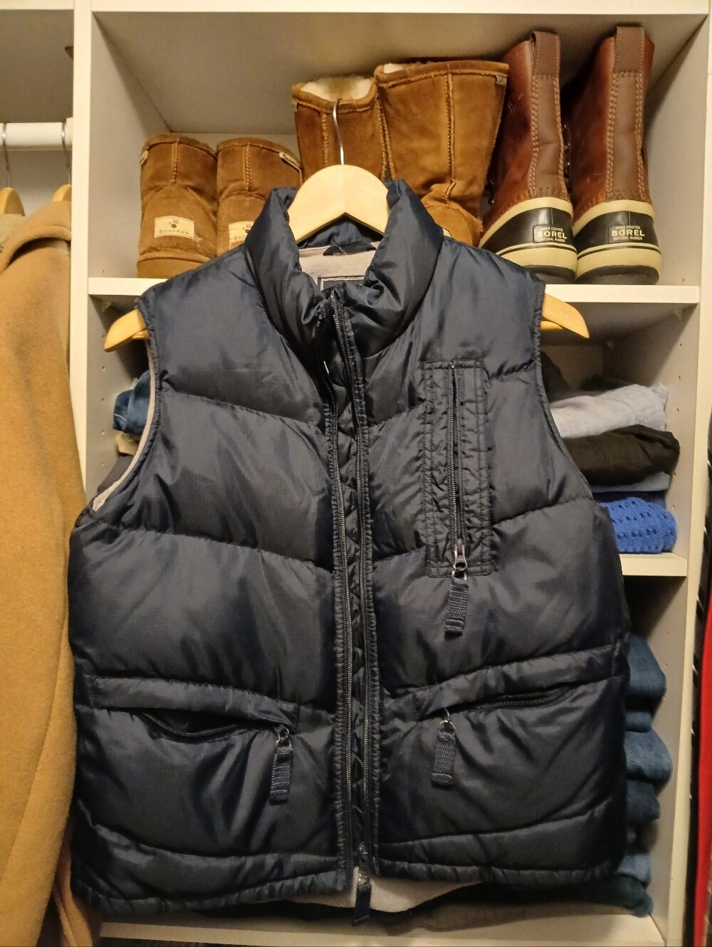 Womens Navy Quilted Puffer Vest - Sleeveless Warm Layer